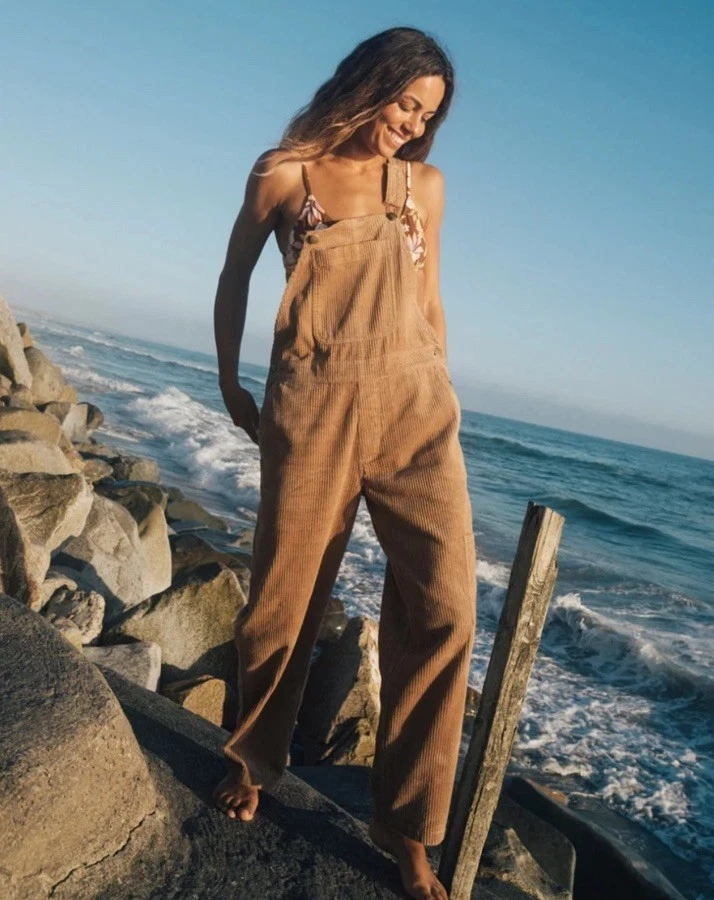 Billabong Leia Cord Overalls Toffee Size XL/14 BNWT RRP $129 Boho Beachy Fun