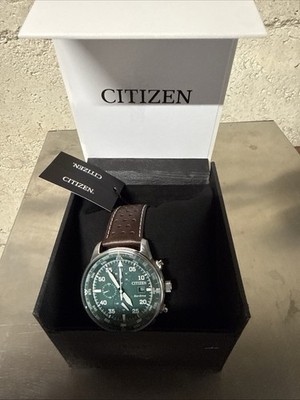 Citizen Eco-Drive 44mm Stainless Brown Leather Strap Men's Watch