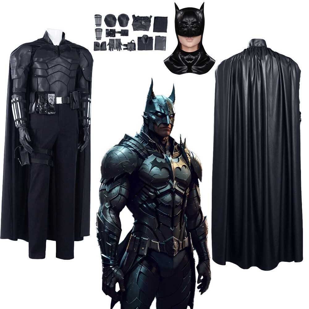 Película 2022 The Batman Cosplay Bruce Wayne Disfraz Halloween Conjunto Completo + Máscara