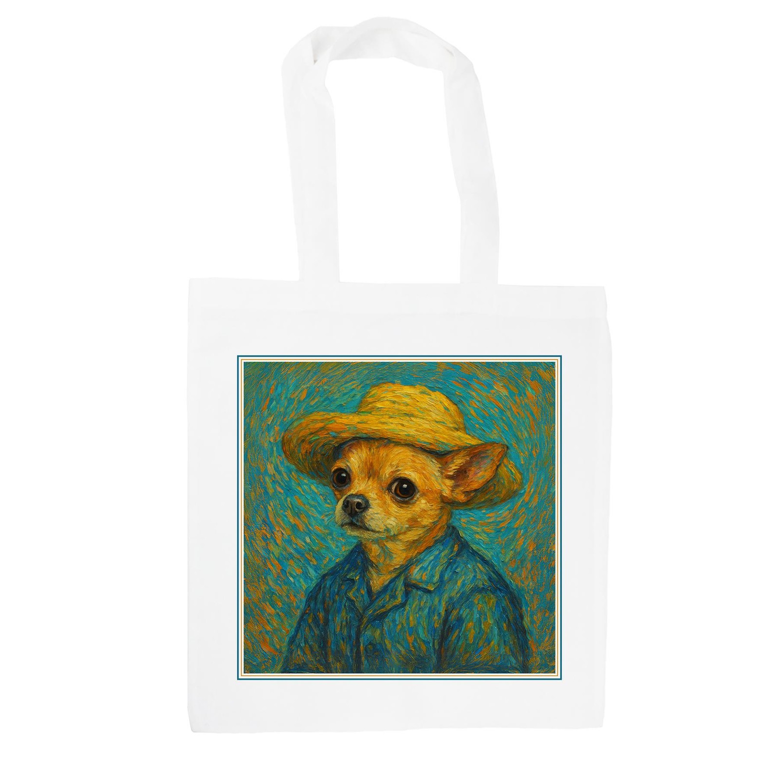 Van Gogh Chihuahua Tote Bag - Shopping Bag Artwork Gifts for Dog Lovers