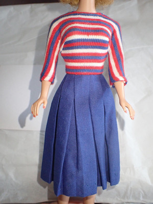 Vintage Barbie Doll Aboard Ship Red White Blue Dress VERY NICE