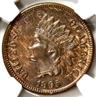 🌄🪵 🪾🍁❤️‍🔥NGC MS62 BN 1865  FANCY 5 INDIAN HEAD CENT