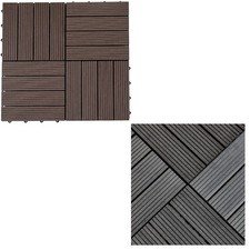 Garden Gear WPC Decking Tiles 30x30cm Non-Slip Walnut or Grey Outdoor Flooring