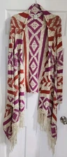 American Rag Cie Knit Shawl Cardigan Large Open Boho Southwestern Asymmetrical