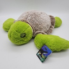 Peluche Fiesta Tortuga Marina 11" Suave Piel Verde Marrón Concha Ojos Perezosos Animal de Peluche