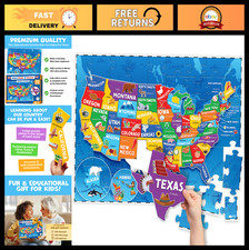 USA Map Puzzle for Kids 4-8  70-Piece Educational Jigsaw  States  Capitals Le