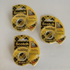 Lot Of 3, 3M Scotch Permanent Double-Sided Tape 1/2" x 450" Each Roll, New 