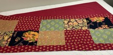 Patchwork Quilt Table Runner, Long, Cotton, Floral Prints, Rectangle Patches