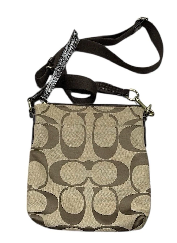 Borsa a tracolla Coach Kitt Colorblock da donna ottone marrone marrone marrone 9x8 pollici