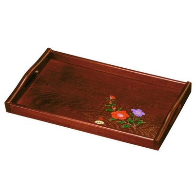 Wooden Tray Camellia Sasanqua Design (Gold Maki-e) Luxury Tray Made in Japan