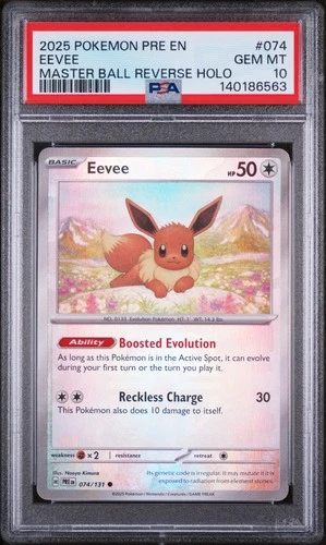 2025 POKEMON PRE EN-PRISMATIC EVOLUTIONS MASTER BALL REVERSE HOLO EEVEE PSA 10