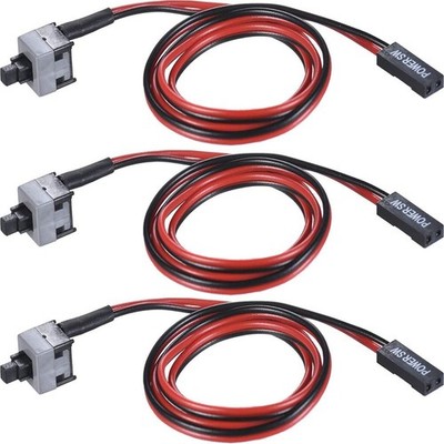 3 Pack 2 Pin SW PC Desktop Power Cable On/Off Push Button ATX Computer Switch Co