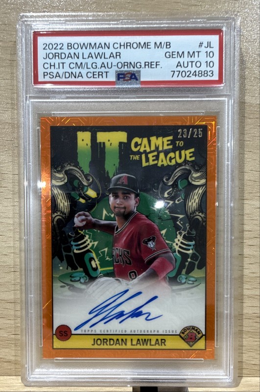 2022 Bowman Chrome Came to the League rc Auto Jordan Lawlar Orange  /25 PSA 10