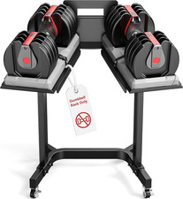 Adjustable Dumbbell Stand Rack with Tablet Holder and Wheels, Heavy Duty Rolling