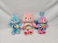 Care Bears Lot Of 3 Bedtime Bear, Rainbow Pink, Hopeful Heart Plush Bears 2002