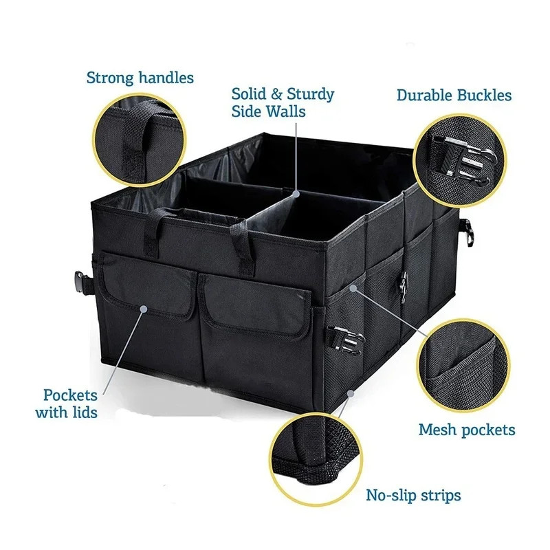 Organizer Bagagliaio Auto Capiente Pieghevole Resistente Portaoggetti Suv Camion - Miniatura 3