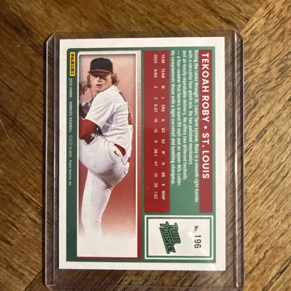 2025 Donruss Rated Prospect Teal Prizm /25 Tekoah Toby - Image 2 of 2