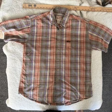 Woolrich Plaid Button Up Short Sleeve Casual Shirt Mens Size Large