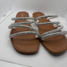 Capelli New York Women's Rhinestone Strap Brown Sandals Size 9
