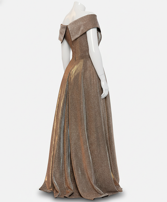 xscape gold sequin dress Off the Shoulder Gown - Sand luxury flapper dress