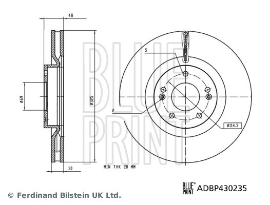 2X Blue Print Bremsscheibe Vorderachse InnenbelüFtet Ø325Mm FüR Hyundai Santa-image