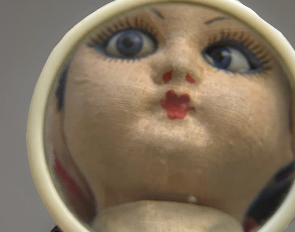 Vintage 1940s Cloth-Over-Composition Doll 10” Glass Eyes Handmade European Folk - Image 4 of 4