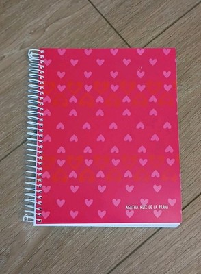 Vtg Agatha Ruiz de la Prada Miquelrius Spiral Notebook Heart Pattern Red Pink 