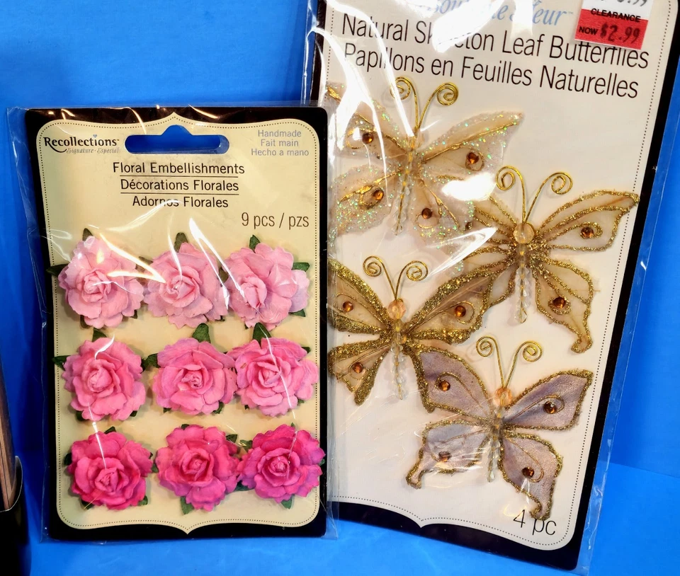 NEW RETIRED RECOLLECTIONS RARE BUTTERFLIES FLOWERS SCRAPBOOK EMBELLISHMENTS #4d - Image 3 of 4