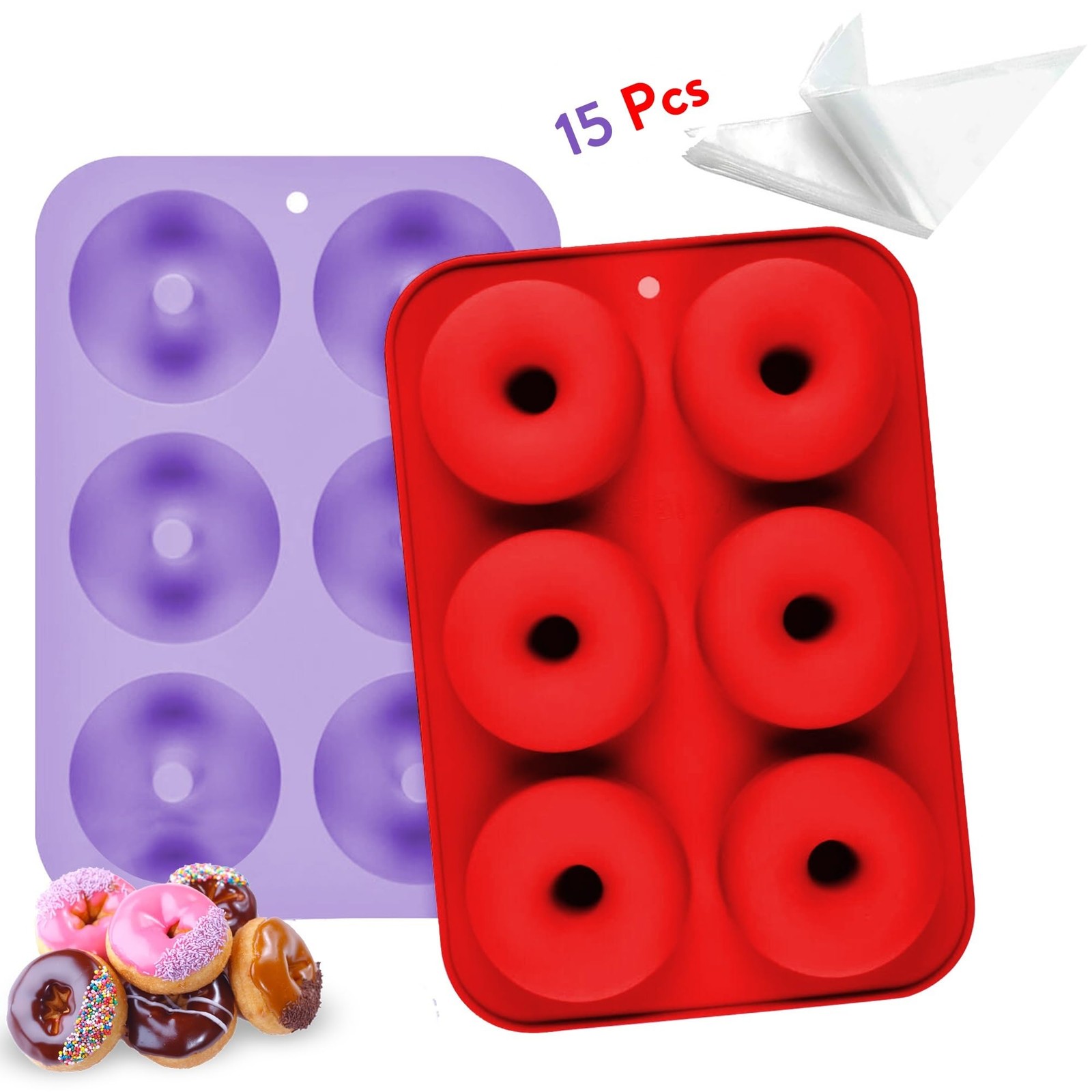 Moule donuts silicone 6 cavités et poches à douille pour goûter d'enfants