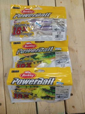 3 Berkley PowerBait Ripple Shad  Soft Bait 2 3.5''  Fire Perch 7/Pk 1 Uncle Rico 