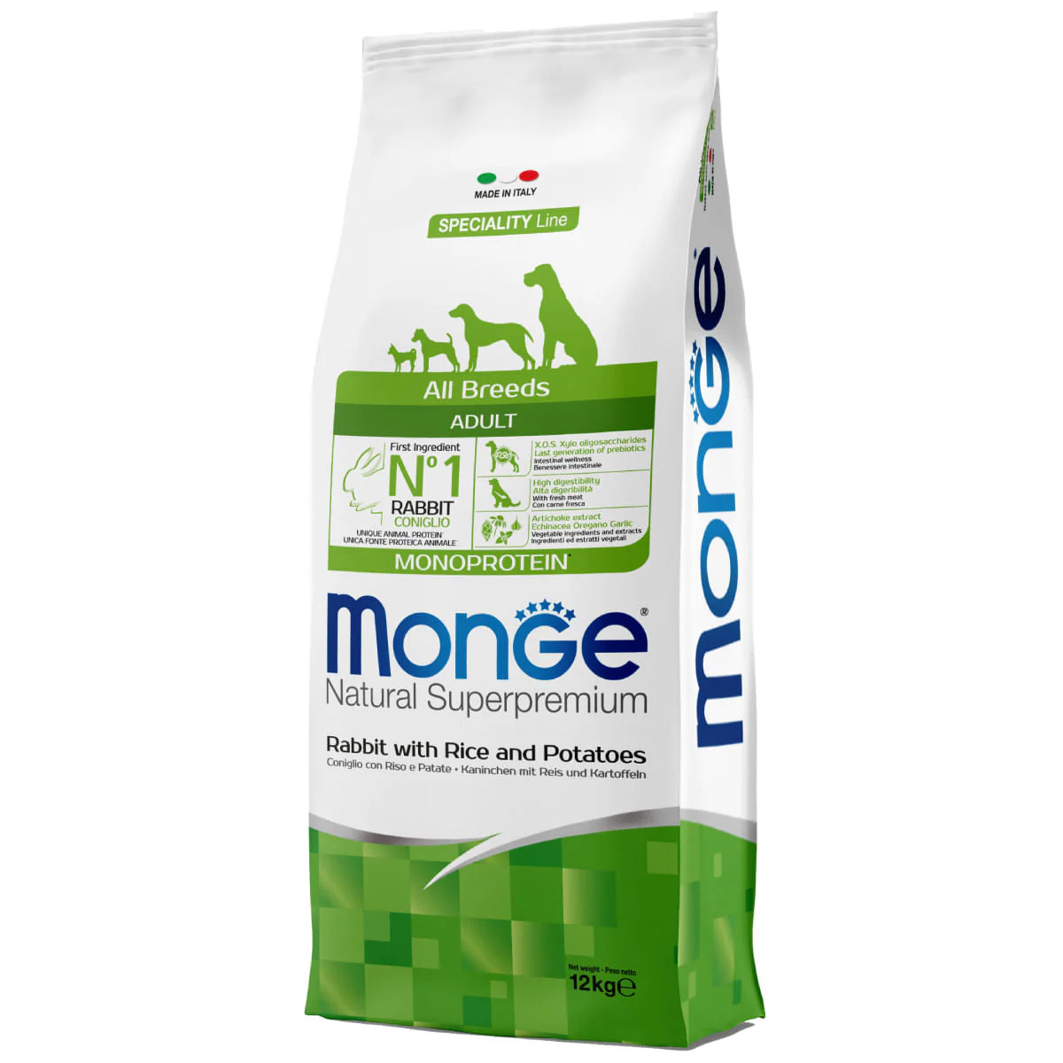 Monge Adult Coniglio Riso e Patate 12kg | Crocchette Cani Sensibili