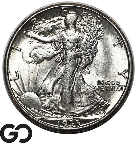 1935-D Walking Liberty Half Dollar, Blast White Solid Gem BU++