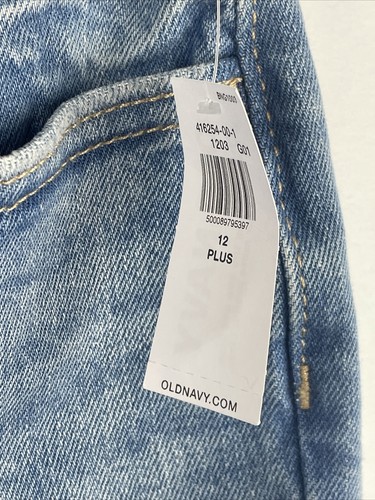 Old Navy Girl's Plus Size 12 High Rise Flare Denim Jeans Medium Wash Fringe Hem - Picture 4 of 14
