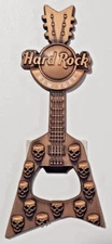Hard Rock Cafe NYC 3-D Skulls Flying V Guitar Bottle Opener Magnet HRC#717993