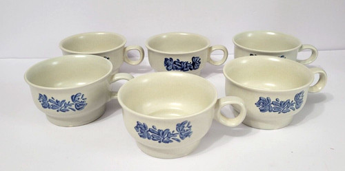 Pfaltzgraff Set of 6 Yorktowne Flat Stoneware Coffee Tea Soup Cups Mugs Vintage