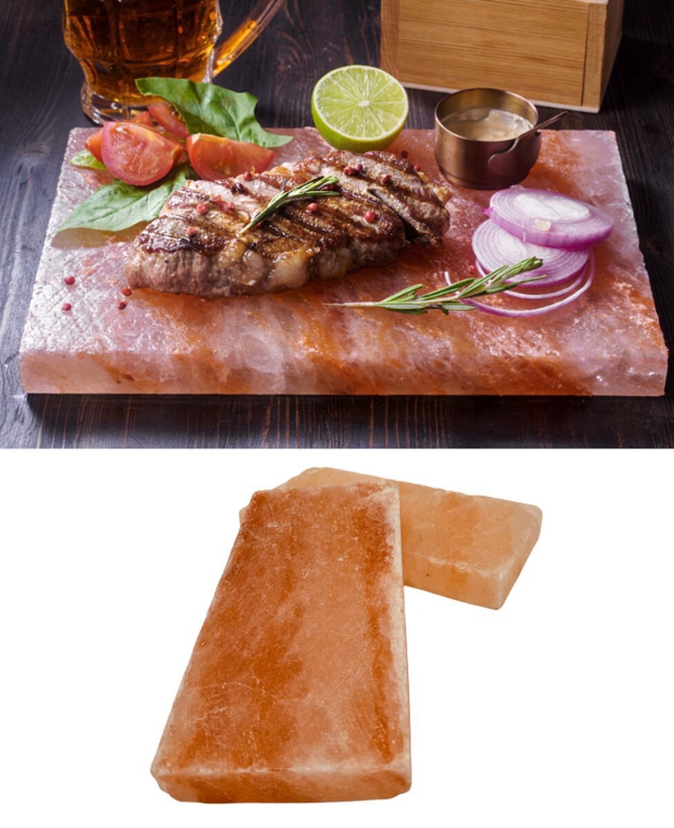 Gourmet Grill-2x Salzstein Salz Grillfliese Salzplatte heißer Stein BBQ