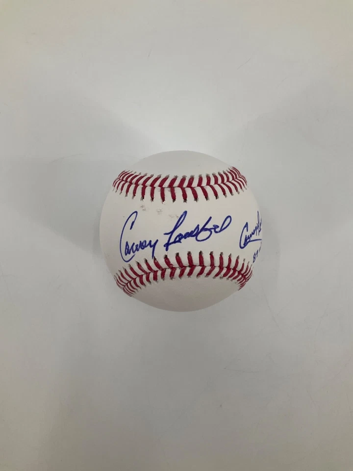 CARNEY LANSFORD OAKLAND A'S DOBLE FIRMADO MLB BÉISBOL CERTIFICADO DE AUTENTICIDAD JSA testigo con certificado de autenticidad Foto 2 de 4