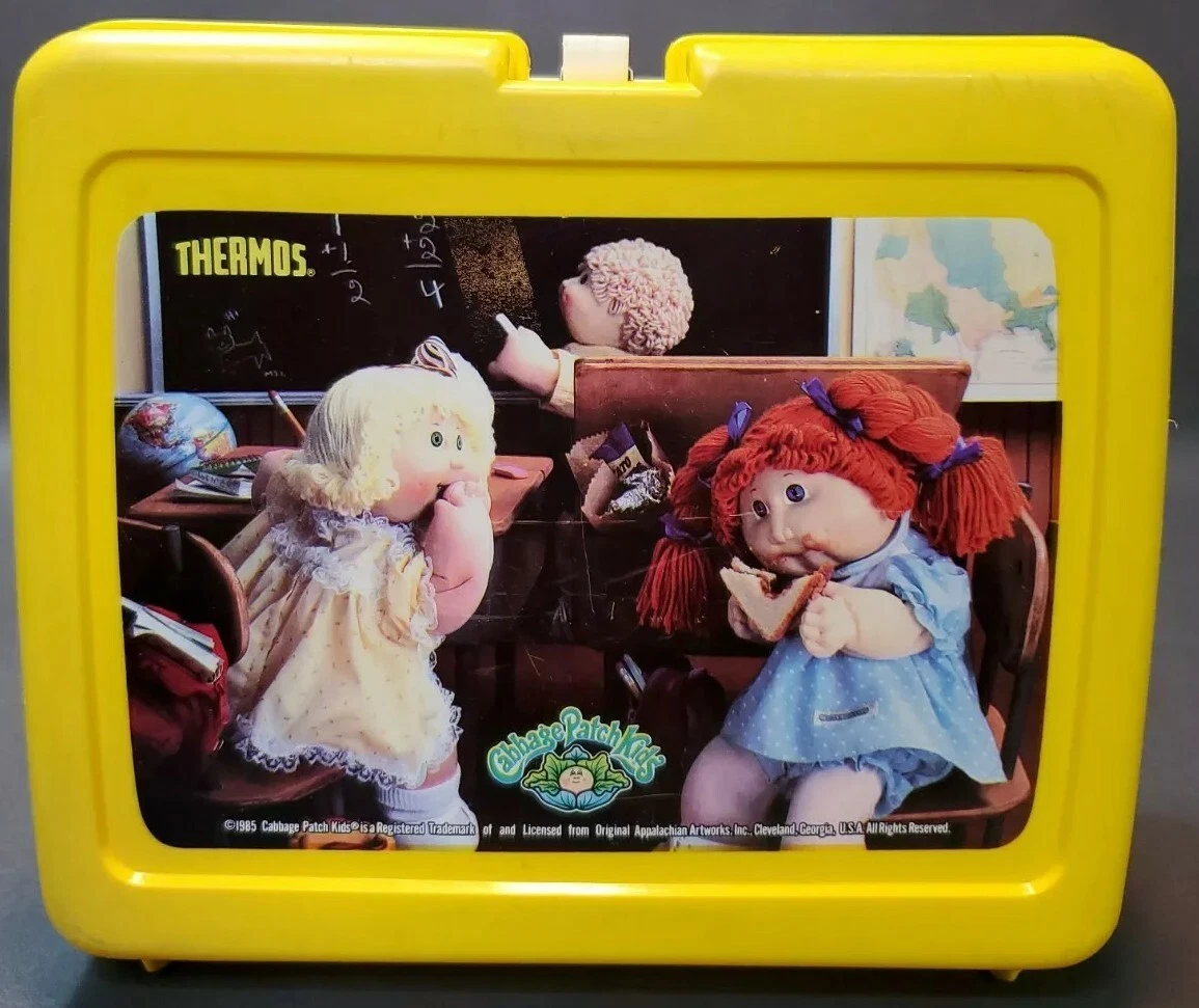 Cabbage Patch Kids Lunch Box Thermos Brand vintage 80's Yellow Plastic Lunch  Box Kid Complete School Set Cabbage Patch Kid 1985 