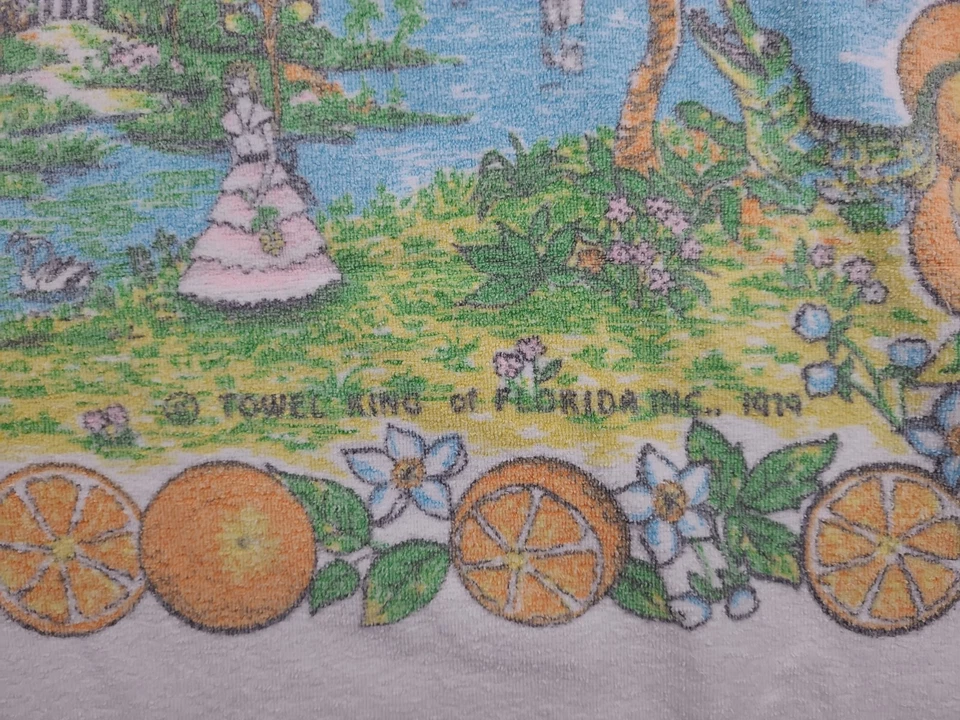 Винтажное полотенце King beach полотенце Флорида сувенир апельсины попугаи США смесь 1979 - Изображение 2 из 4