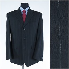 Mens Striped Black Blazer 40S UK Size LORD Wool Sport Coat Jacket