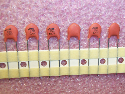 QTY (100) .01uf 100V 20% Z5U CERAMIC DISC CAPACITORS CDR103Z5U100M CERAMITE
