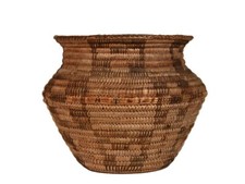 Pima Basket Jar; Small Olla / ca 1920; 7.5" x 9.75"D ; Shows scorch marks