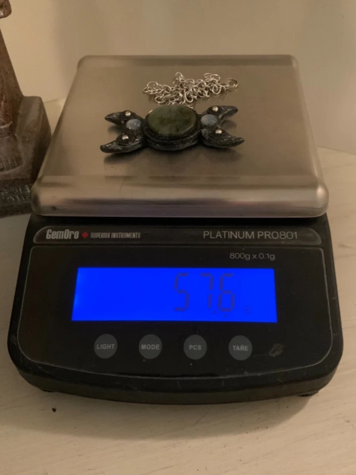 Huge Labradorite Pendant Necklace Triple Moon Artisan Handcrafted - Image 4 of 4