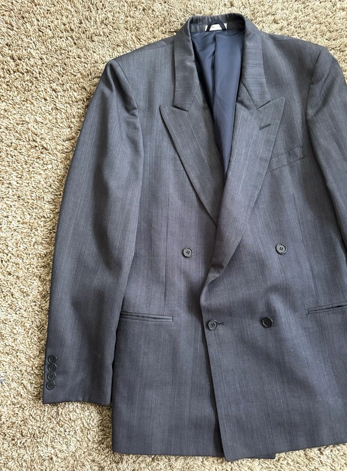 Traje De Colección Hardy Aimes 2 Piezas Para Hombre 41L Largo 36 x 33 Doble Pecho Gris-Azul Foto 2 de 4