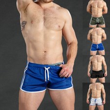 Men Casual Fitness Shorts Summer Gym Beach Breathable Mesh Quick Dry Short Pants