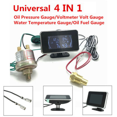 4 In 1 Öldruckanzeige Voltmeter Temperaturanzeige Meter Drucksensor Instrument N