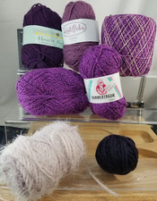 7 PURPLE YARN LOT Skeins 95 WOOL Knit Picks sz 6 to 7 Needles NEW