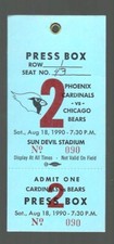 8/18/90 CARDINALS VS BEARS  PRESEASON   PRESS BOX PASS  VG  LES GROBSTEIN FIND
