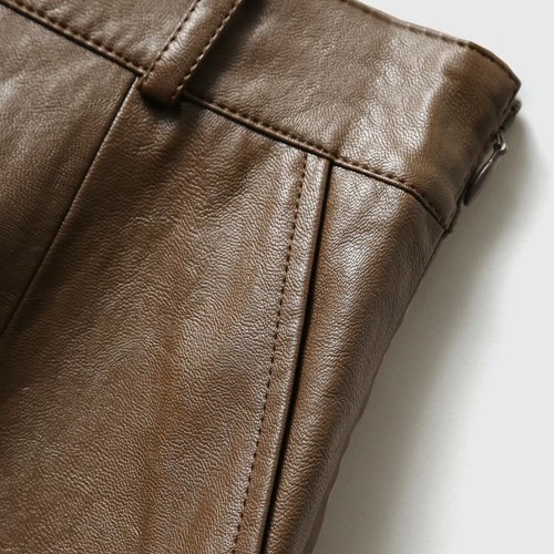 Women Mid Long Real Leather Sheepskin Front split Skirt Ladies Autumn Winter OL - Imagen 8 de 14