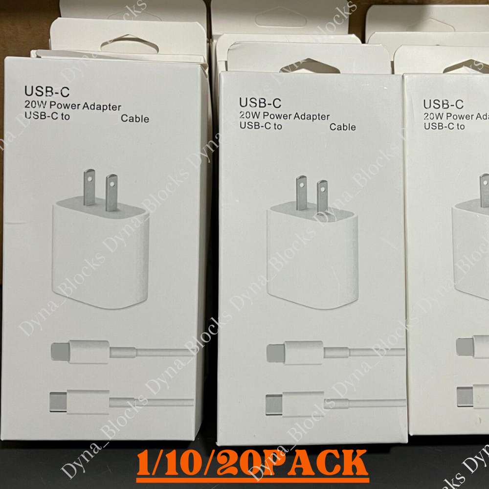 20W PD Type-C Fast Charger Adapter with USB-C Cable Compatible with iPhone 14 13 12 X and More